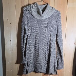 Cozy Knit Cowl Neck Sweater - Brown